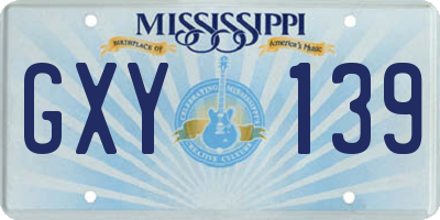 MS license plate GXY139