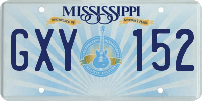 MS license plate GXY152