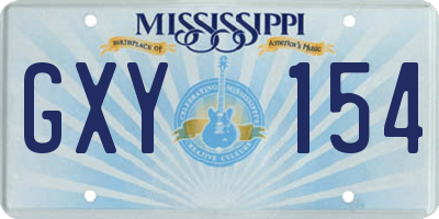 MS license plate GXY154