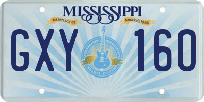 MS license plate GXY160