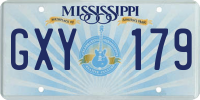 MS license plate GXY179