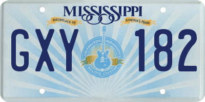MS license plate GXY182