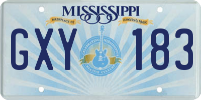MS license plate GXY183