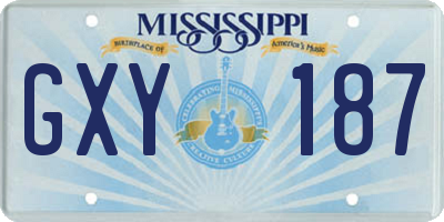 MS license plate GXY187