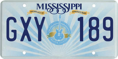 MS license plate GXY189