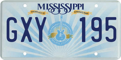 MS license plate GXY195