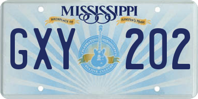 MS license plate GXY202