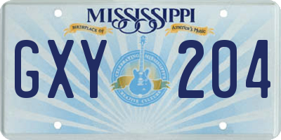 MS license plate GXY204