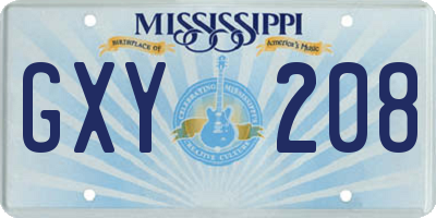 MS license plate GXY208