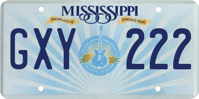 MS license plate GXY222