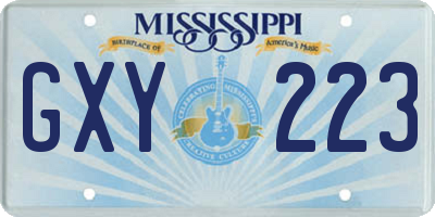 MS license plate GXY223