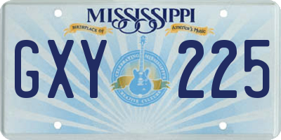 MS license plate GXY225