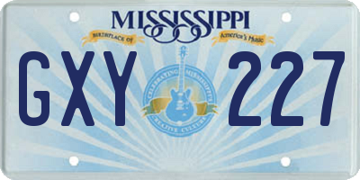 MS license plate GXY227