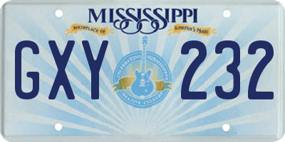 MS license plate GXY232