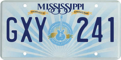 MS license plate GXY241