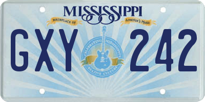 MS license plate GXY242