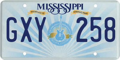 MS license plate GXY258