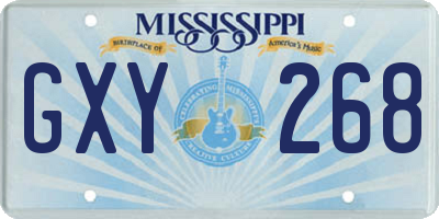 MS license plate GXY268