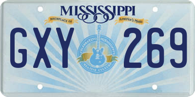MS license plate GXY269