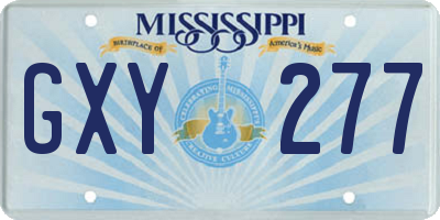 MS license plate GXY277