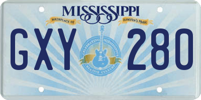MS license plate GXY280