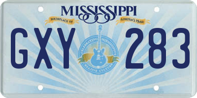 MS license plate GXY283