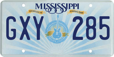MS license plate GXY285