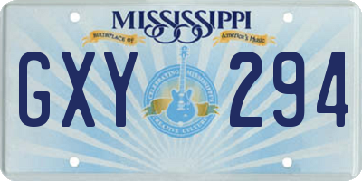 MS license plate GXY294