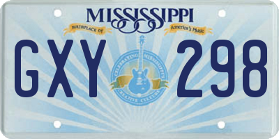 MS license plate GXY298
