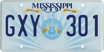 MS license plate GXY301