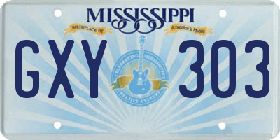 MS license plate GXY303