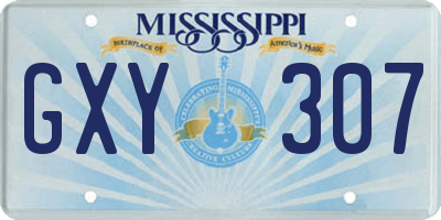 MS license plate GXY307
