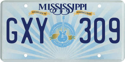 MS license plate GXY309