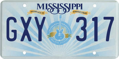 MS license plate GXY317