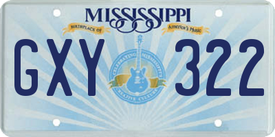 MS license plate GXY322