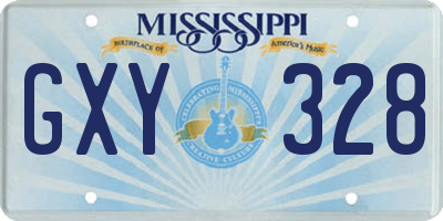 MS license plate GXY328