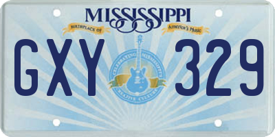 MS license plate GXY329