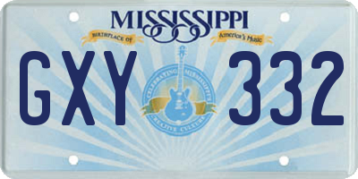 MS license plate GXY332