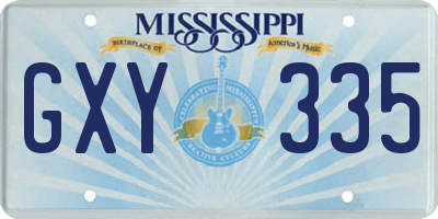 MS license plate GXY335