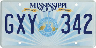 MS license plate GXY342