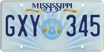MS license plate GXY345