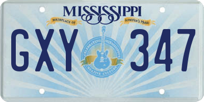 MS license plate GXY347