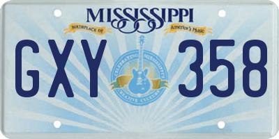 MS license plate GXY358