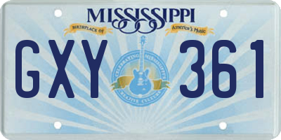 MS license plate GXY361