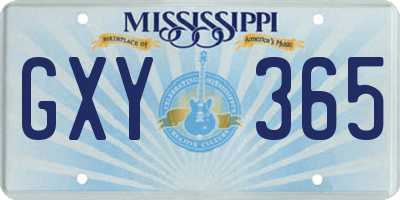 MS license plate GXY365