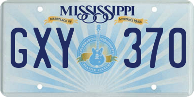 MS license plate GXY370