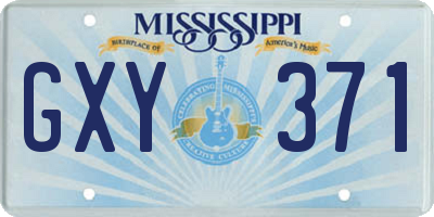 MS license plate GXY371