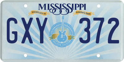 MS license plate GXY372