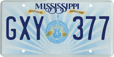 MS license plate GXY377