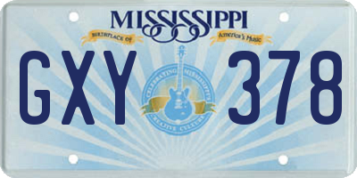 MS license plate GXY378